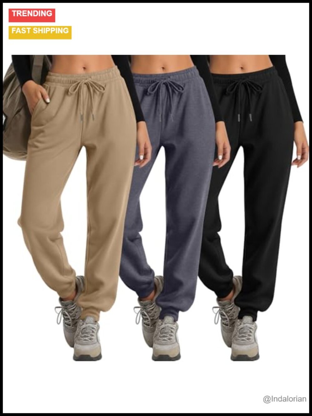 3 Pack Women's Lounge Joggers with Pockets High Rise